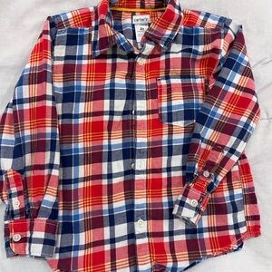 Carter's Vibrant Plaid Button-Down Shirt - Red, Blue, White